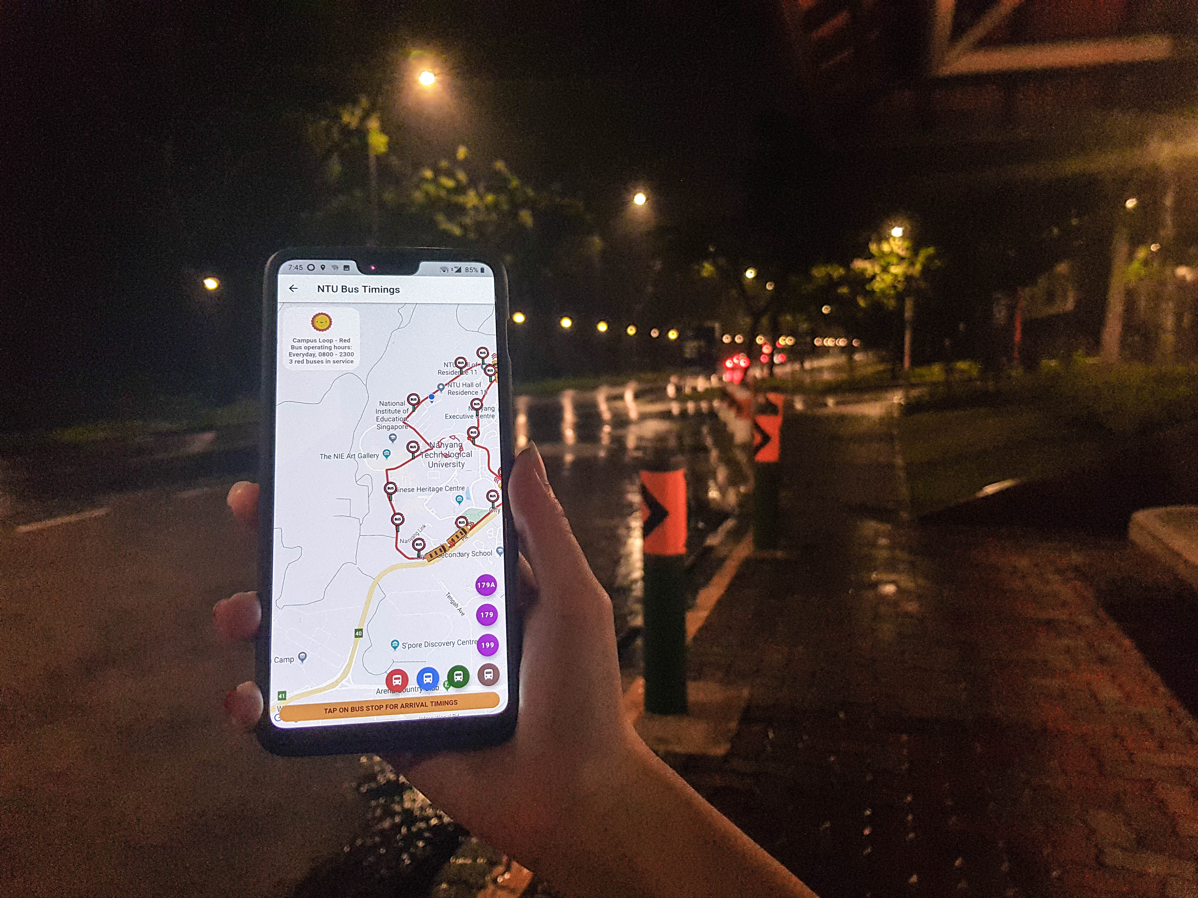 GPS locations and timing of buses are reflected in NTU SU’s new U-Wave app, which brings together many student lifestyle services. (PHOTO: Osmond Chia)